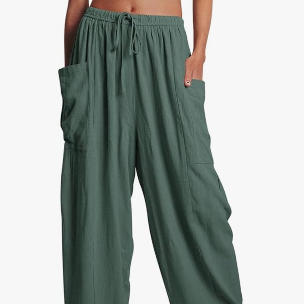 Amazon NWOT LILLUSORY Linen Wide Leg Pants L OVERSIZED